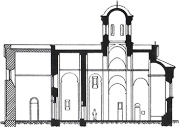  Архитектонски приказ пресека цркве Светог Ахилија 